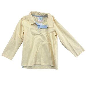 Shrimp Grits Kids Polo Shirt Boys Light Yellow Long Sleeve Cotton Size 7